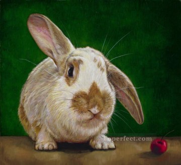  rojo Pintura - conejo y frutos rojos